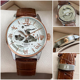 TISSOT Le Locle Automatic Men's Watch – Classic Skeleton Design with Leather Strap